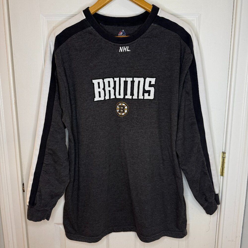 Boston Bruins Majestic Long Sleeve Hockey Pullover Retro Size XL